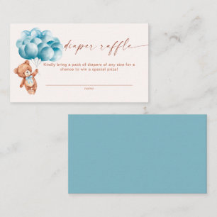 We Can Bearly Wait Blue Teddy Bear Diaper Raffle Enclosure Card