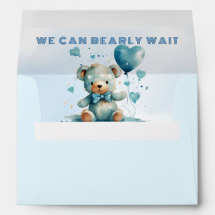 We can bearly wait Blue Teddy Bear Envelope