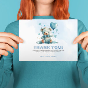 We can bearly wait Blue Teddy Bear Thank You Card