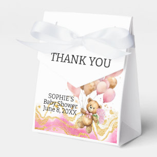 We Can Bearly Wait Blush Pink And Gold Abstract Favour Box