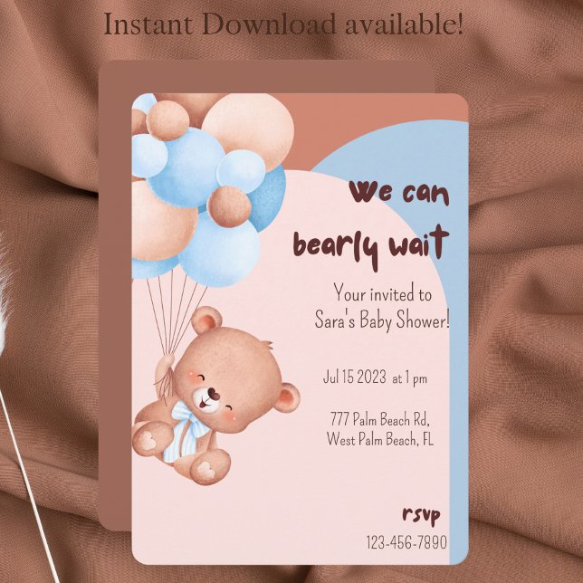 We can Bearly Wait Boho Baby Shower Invitation  (Creator Uploaded)