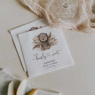 We Can Bearly Wait Boho Bear Baby Shower Napkin