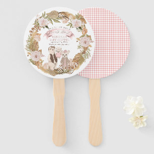 We Can Bearly Wait Boho Bear Family Baby Shower  H Hand Fan