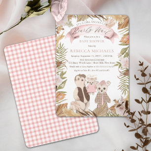 We Can Bearly Wait Boho Bear Family Baby Shower Invitation