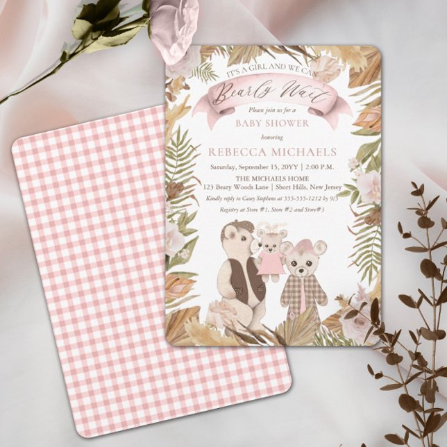We Can Bearly Wait Boho Bear Family Baby Shower Invitation (Creator Uploaded)