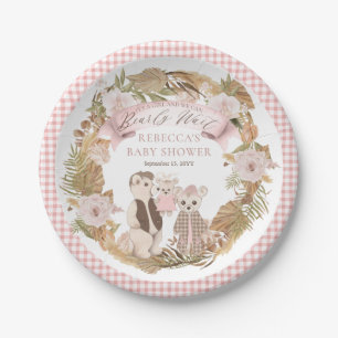 We Can Bearly Wait Boho Bear Family Baby Shower  Paper Plate