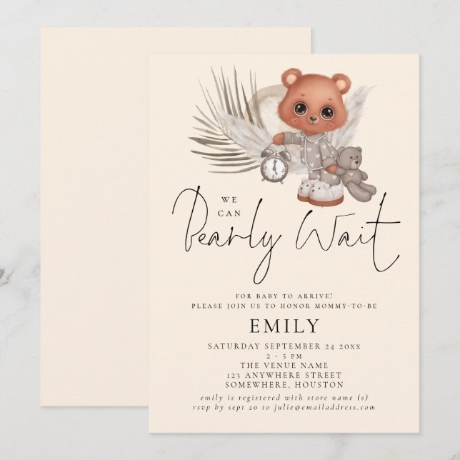 We Can Bearly Wait Boho Chic Baby Shower  Invitation (Front/Back)