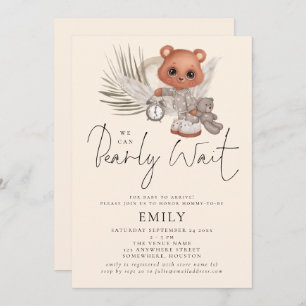 We Can Bearly Wait Boho Chic Baby Shower  Invitation