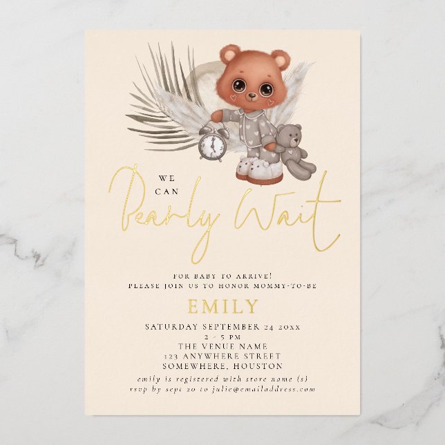 We Can Bearly Wait Boho Chic Baby Shower Luxury (Front)