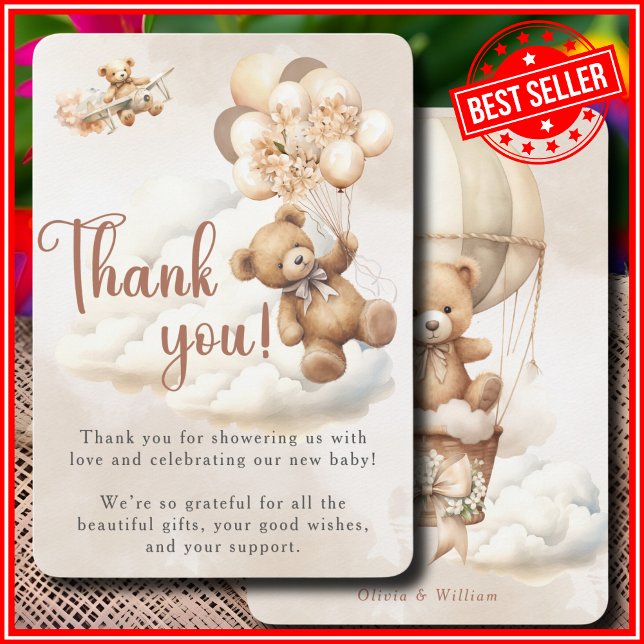 We Can Bearly Wait Boho Gender Neutral Baby Shower Thank You Card (Creator Uploaded)