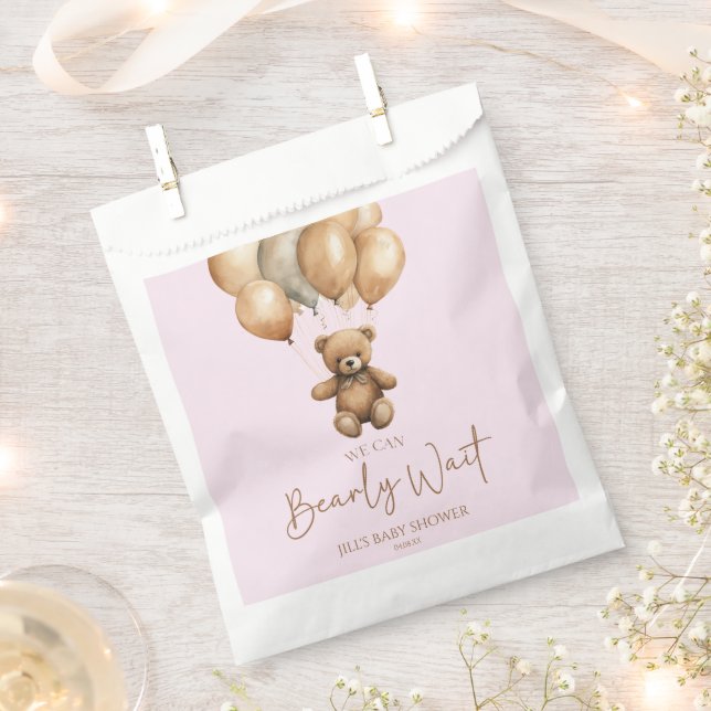 We Can Bearly Wait Boho Teddy Bear Baby Shower Favour Bags (Clipped)