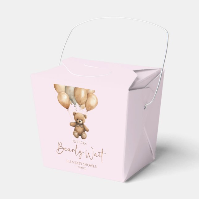 We Can Bearly Wait Boho Teddy Bear Baby Shower Favour Box (Front Side)