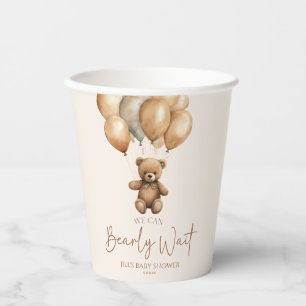 We Can Bearly Wait Boho Teddy Bear Baby Shower Paper Cups