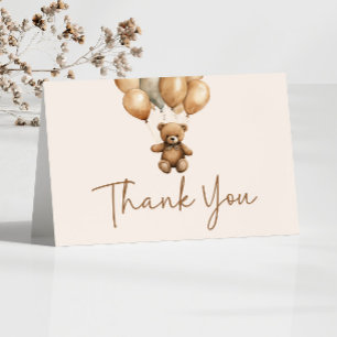 We Can Bearly Wait Boho Teddy Bear Baby Shower Thank You Card