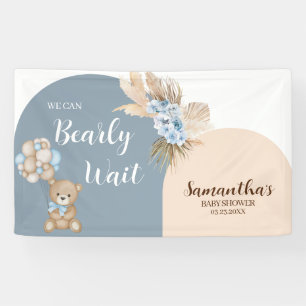 We Can Bearly Wait Boy Baby Shower Banner