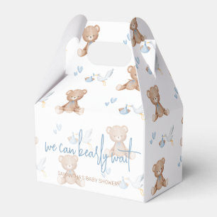 We can BEARLY wait Boy Baby Shower Blue Watercolor Favour Box