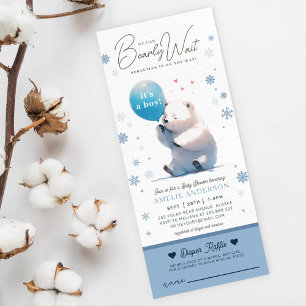 We Can Bearly Wait Boy Baby Shower diaper raffle  Invitation