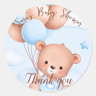 We can Bearly Wait Boy Baby shower Favour Classic Round Sticker