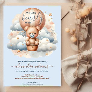 We Can Bearly Wait Boy Baby Shower Invitation
