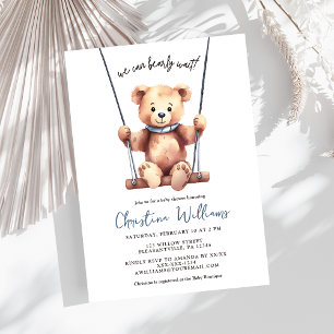 We Can Bearly Wait Boy Baby Shower Invitation