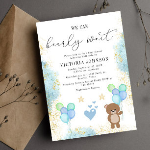 We can Bearly Wait Boy Baby Shower Invitation
