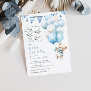We Can Bearly Wait Boy Baby Shower Invitation