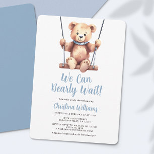We Can Bearly Wait Boy Baby Shower Invitation