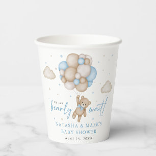 We Can Bearly Wait Boy Baby Shower Paper Cups