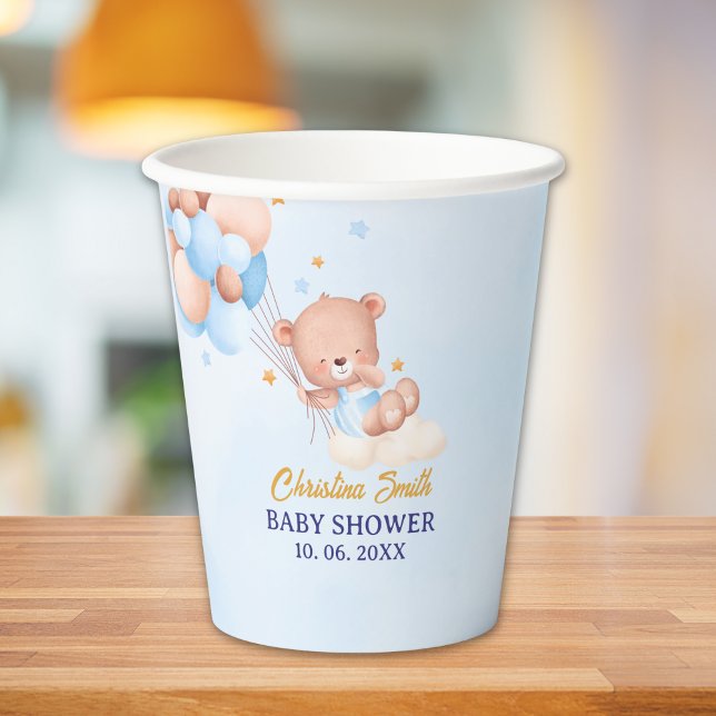 We Can Bearly Wait, Boy Baby Shower Paper Cups (Creator Uploaded)
