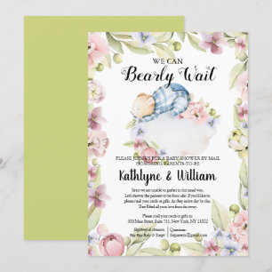We Can Bearly Wait Boy Bear Baby Shower by Mail Invitation