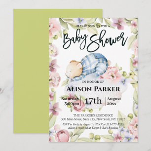 We Can Bearly Wait Boy Bear Baby Shower Invitation