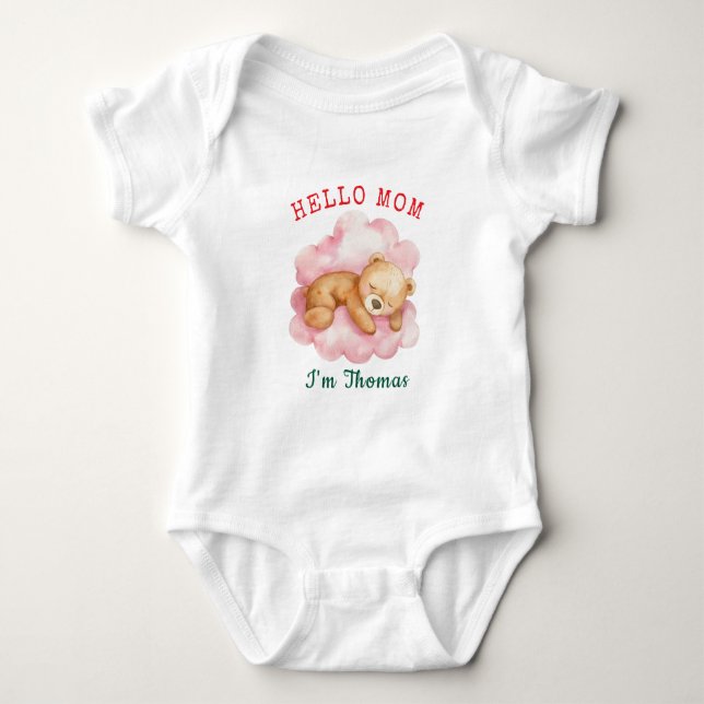 We Can Bearly Wait Boy Cute Bear Baby Shower  Bodysuit (Front)