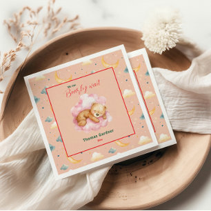 We Can Bearly Wait Boy Cute Bear Baby Shower  Napkin