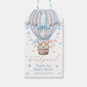 We Can Bearly Wait Boy Girl Twins Thank You Gift Tags