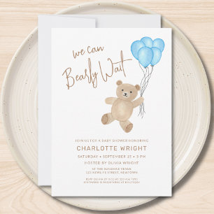 We Can Bearly Wait Boy's Baby Shower Invitation
