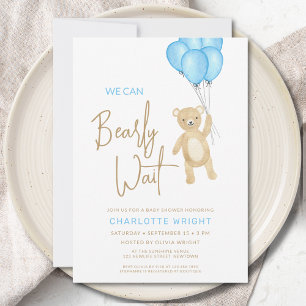 We Can Bearly Wait Boy's Baby Shower Invitation