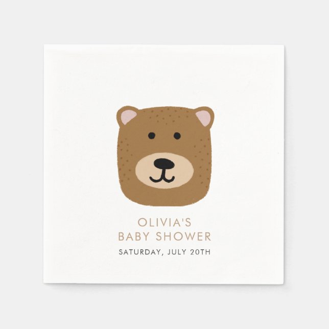 We Can Bearly Wait Boys Baby Shower Napkin (Front)