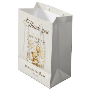 We Can Bearly Wait Brown Baby Shower Medium Gift Bag