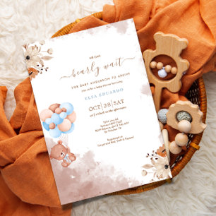 We can bearly wait charming baby shower invitation
