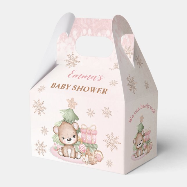 We Can Bearly Wait Christmas Baby Shower Favour Bo Favour Box (Front Side)