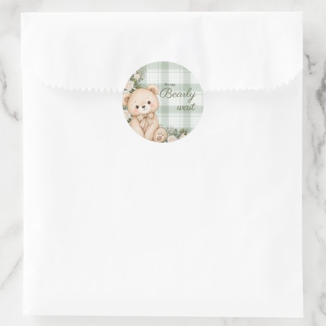 We can bearly wait classic round sticker (Bag)