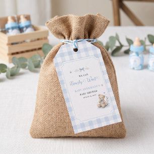 We Can Bearly Wait Classic Teddy Blue Custom Gift Tags