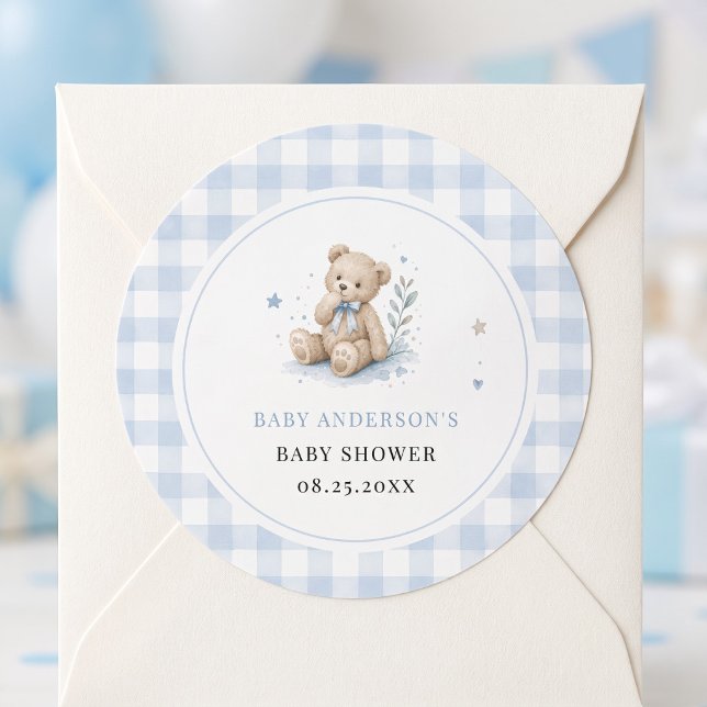 We Can Bearly Wait Classic Teddy Blue Custom Round Sticker (We Can Bearly Wait Classic Teddy Blue Custom Round Sticker)