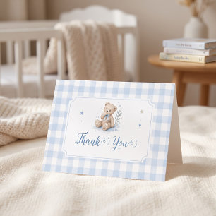 We Can Bearly Wait Classic Teddy Blue Custom Thank You Card