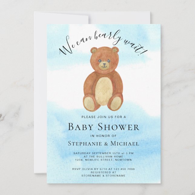 We Can Bearly Wait Couple's Baby Shower Invitation (Front)