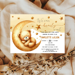 We Can Bearly Wait Cute Baby Bear Baby Shower Invitation