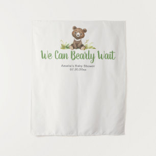 We Can Bearly Wait Cute Bear Baby Shower Tapestry