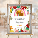 We Can Bearly Wait Cute Bear Baby Shower Welcome  Poster<br><div class="desc">Welcome your guests with this lovely,  cute bear cub baby shower welcome sign. Perfect for your girl baby shower party. The template is super easy to edit.</div>
