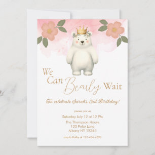 We Can Bearly Wait Cute Bear Birthday Invitation