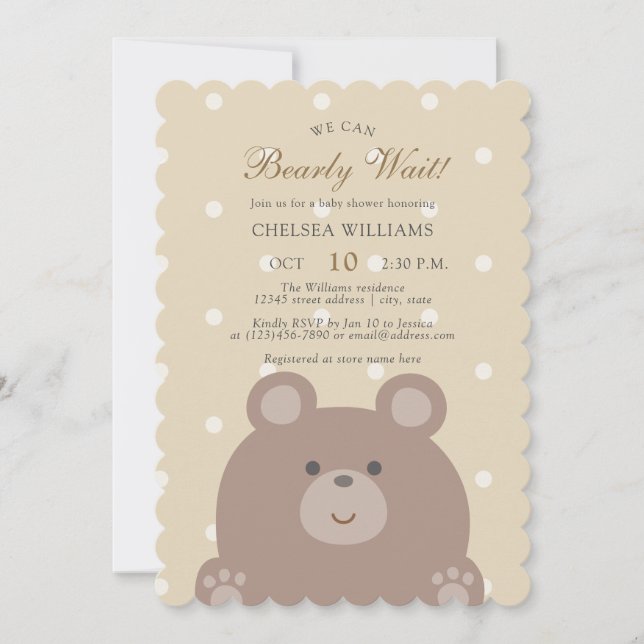 We Can Bearly Wait Cute Bear Cub Boy Baby Shower Invitation (Front)